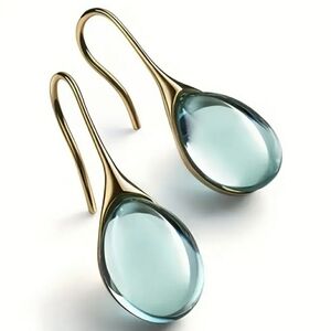 Elegant Gold and Blue Teardrop Earrings